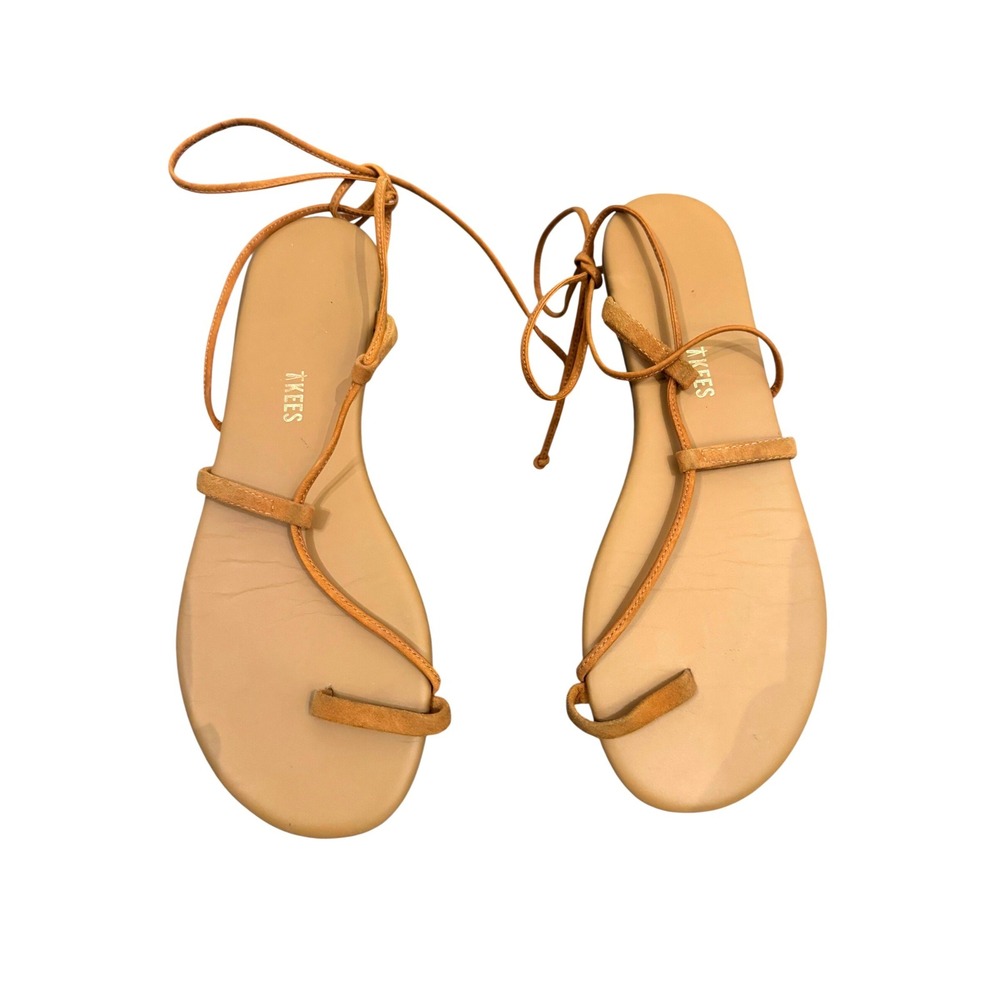 TKEES Jo Suede Lace Up Gladiator Sandals Tan Minimalist 9
